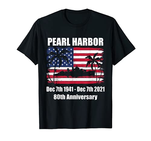 Bandera vintage de Pearl Harbor del 80 aniversario Camiseta
