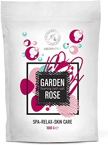 Baño de Espuma de Sal Marina ROSA 1000g - Sales de Baño de Burbujas con Almendra y Aceite de Palo de Rosa y Extracto de Flor de Rosa Damascena - Espuma Relajante - Baños de Burbujas