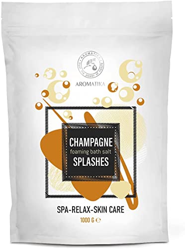 Baño de Espuma de Sal Marina Salpicadura de Champán 1000g - Sales de Baño de Burbujas con Aceite de Almendra - Espuma Relajante - Sales de Baño de Aromaterapia - Baños de Burbujas