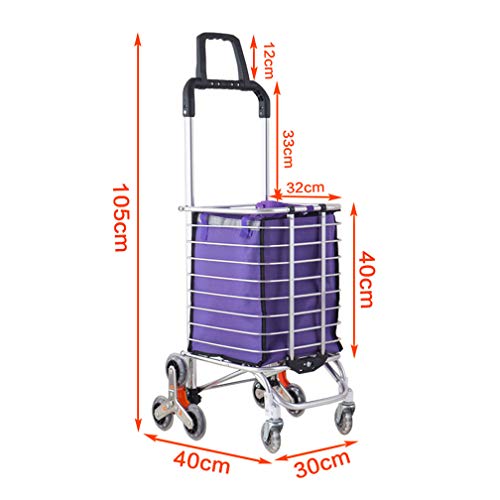 BAOYOUNI Carro de la Compra 8 Ruedas Carrito Plegable para Subir Escaleras, con Bolsa Oxford Desmontable, 35 Litros, Marco de Aluminio, Uso para Ropa de Mercado, Supermercato, Picnic, Campeggio, Viola