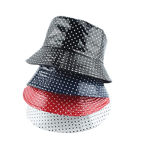 BAOZENGMUY Sombrero De Cubo Reversible De Dos Lados con Estampado De Puntos De Cuero Sombrero De Pescador Impermeable Gorra para El Sol Sombreros De Pesca para Mujeres Y Hombres Redwithdot