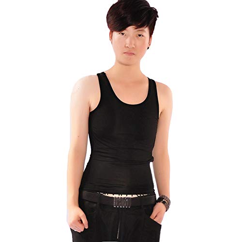 BaronHong Mujeres Lesbianas Tomboy Ropa Interior de Verano Suave para Enfriar los Cilindros Top Binder Pecho del Chaleco de Malla (Negro, M)