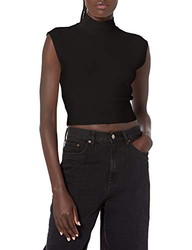 BCBGMAXAZRIA Cropped Sleeveless Top Camisa, Negro, S para Mujer