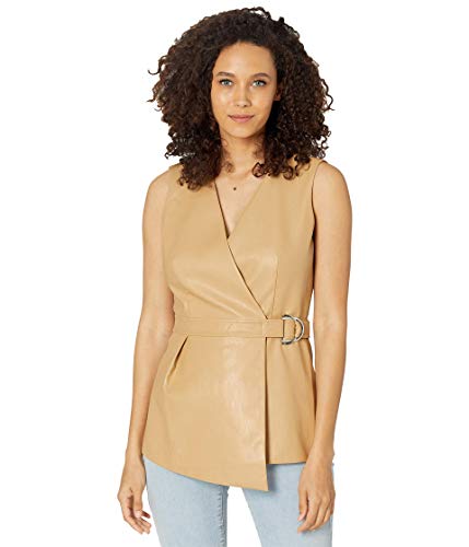 BCBGMAXAZRIA Top Wrap tejido para mujer - marrón - Small