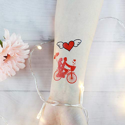 Beaupretty 10 Hojas Pegatinas de Tatuaje Del Día de San Valentín Amor Corazón Diseño Cuerpo Pegatinas Impermeables Pastas de Tatuaje para Adultos