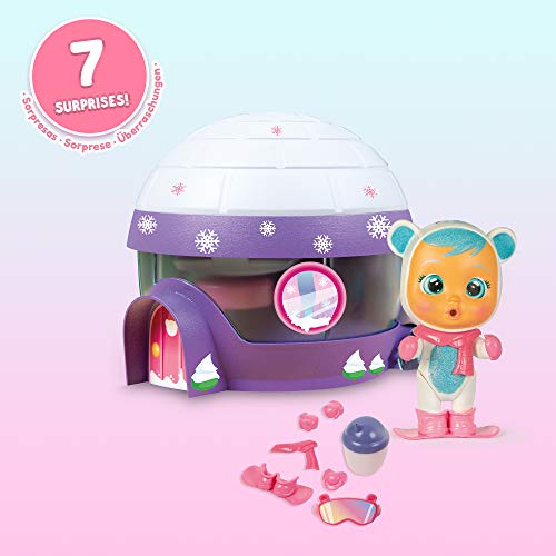 BEBÉS LLORONES LÁGRIMAS MÁGICAS El Iglú de Kristal | Playset iglú mágico que crea Nieve con sorpresas y su muñeca Kristal - Juguete para niñas y niños + 3 Años