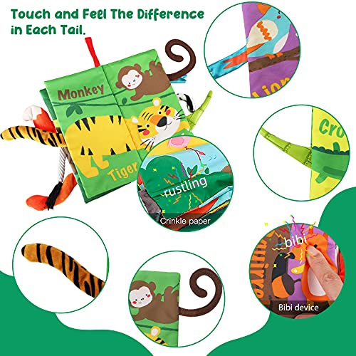 beiens Libros de Tela para Bebes, Libro Interactivo Blandos para Bebe Recien Nacido Niños, Libro de Juguetes Aprendizaje y Educativo, Animales Libro Sensorial Suave de Actividades para Bebé