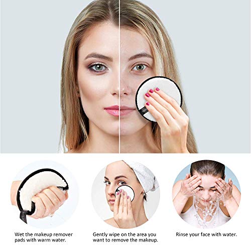 Bellmii® Discos Desmaquillantes Reutilizables - Almohadillas Suaves de Pelo Largo - Limpiador del Rostro - Lavables - Almohadilla Blanda - Microfibra - 3 Unidades - Color Blanco