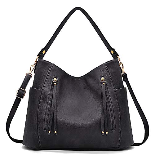 BestoU Bolsos de Mujer Cuero Grande Bolso Bandolera Tote De Hombro Bolsos PU (Negro)