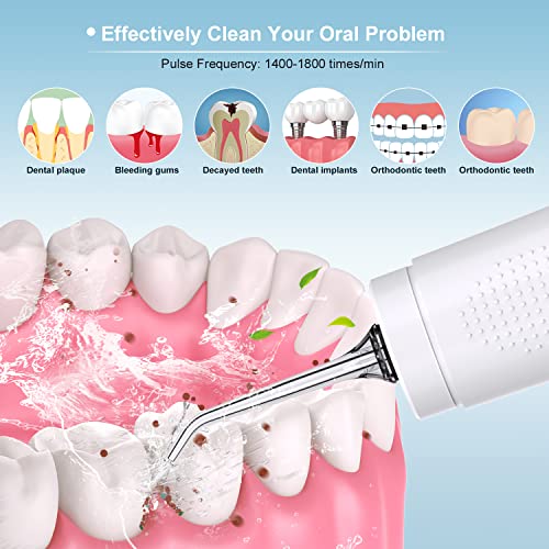 Bigalter Irrigador Bucal Portatil, Profesional Irrigador Dental con Caja de Protección de Boquillas, 4 Modos y 4 Boquillas, 6 Presión Agua, IPX7, USB Recargable, Limpieza Dientes, Viaje y Uso Diario