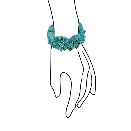 Bling Jewelry Azul estabilizado Turquesa Chip Piedra Ancho Chunky Cluster Multi Strand Stretch Bracelet para Mujeres
