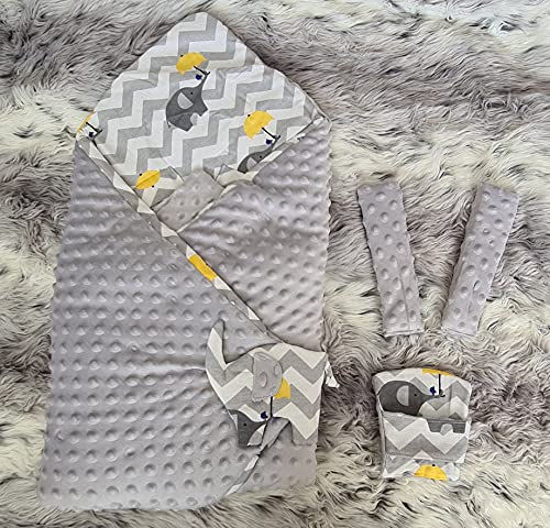 BlueberryShop Minky manta de forro polar para envolver al bebé en el coche, Saco de dormir para bebés recién nacidos , Para bebés de 0-3 meses , 78 x 78 cm , Gris