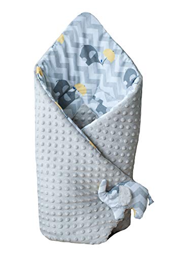 BlueberryShop Minky manta de forro polar para envolver al bebé en el coche, Saco de dormir para bebés recién nacidos , Para bebés de 0-3 meses , 78 x 78 cm , Gris