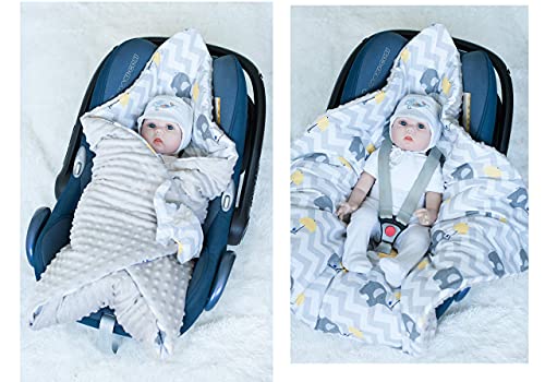 BlueberryShop Minky manta de forro polar para envolver al bebé en el coche, Saco de dormir para bebés recién nacidos , Para bebés de 0-3 meses , 78 x 78 cm , Gris