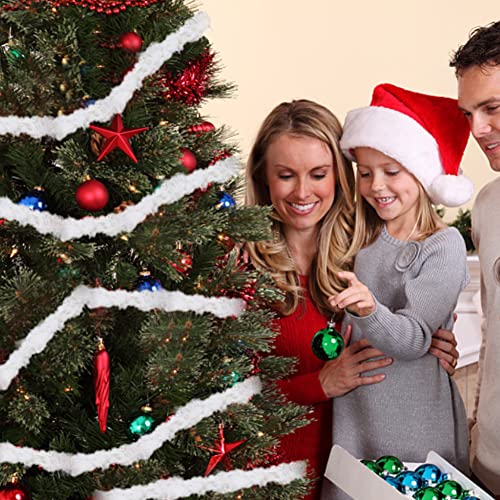 Boas de Plumas Blancas para Árbol de Navidad, 2M Guirnalda Esponjosa Boa Cinta Tira Blanca de Plumas para Decoración de Árbol de Navidad, Tiras para Decoración de Árbol de Navidad O Fiestas