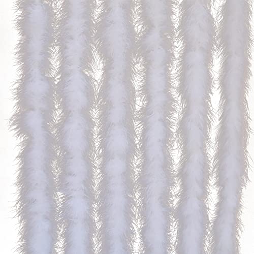 Boas de Plumas Blancas para Árbol de Navidad, 2M Guirnalda Esponjosa Boa Cinta Tira Blanca de Plumas para Decoración de Árbol de Navidad, Tiras para Decoración de Árbol de Navidad O Fiestas