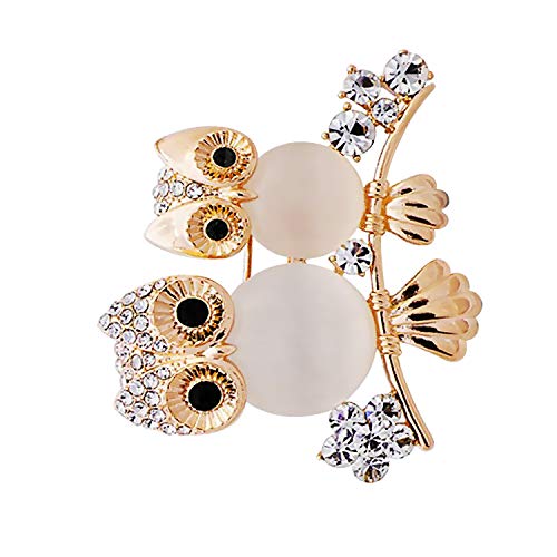 Bobury Broche búho Forma Rhinestone Cubierto Cristal Belleza Broche Pin Bufandas Clip Mantón para Mujeres Señoras