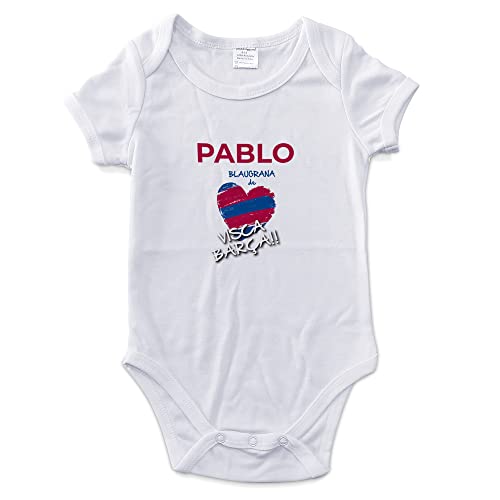 Body Barcelona. Body personalizado. Body de tu equipo de fútbol. Body personalizado con nombre. Bebe, niño, niña. Mameluco. Pelele. Manga corta. Regalos personalizados. Tallas de 0 a 12 meses.