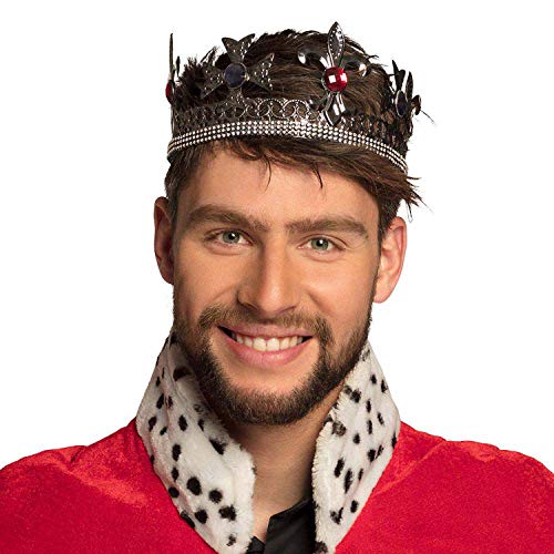 Boland-Krone 64555 – Corona Royal King, plata, para adultos, tocado para rey, majestad, ducado, carnaval, fiesta temática, Halloween, color, talla única