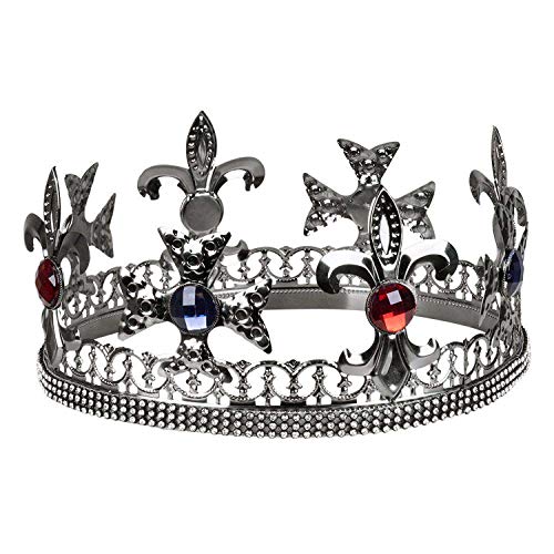 Boland-Krone 64555 – Corona Royal King, plata, para adultos, tocado para rey, majestad, ducado, carnaval, fiesta temática, Halloween, color, talla única