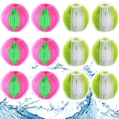 Bolas Atrapa Pelos Lavadora, 12Pcs Bolas de Lavado, Reutilizables Pelota de Lavado, Quita Pelos Mascota,Quita Pelusa Lana y Cabello de la Ropa en la Lavadora(Rosa + verde)