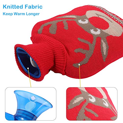 Bolsa de Agua Caliente, Gifort Botellas de Agua Caliente con Fundas Tejidas 2L Hot Water Bottle, Extraíble y Lavable, No Hay Fugas, Para Mantener el Agua Calient, para Noches Frías de Invierno