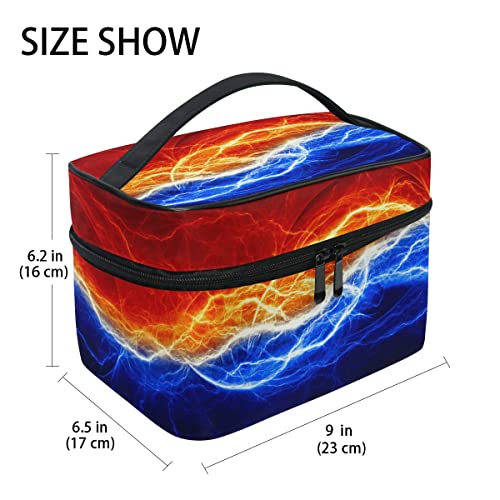 Bolsa de cosméticos Descarga eléctrica Entre Hielo y Fuego con asa Superior portátil Bolsas de Maquillaje para Adolescentes Niñas para Mujeres y niñas Viajes 9x6.2x6.5 Pulgadas