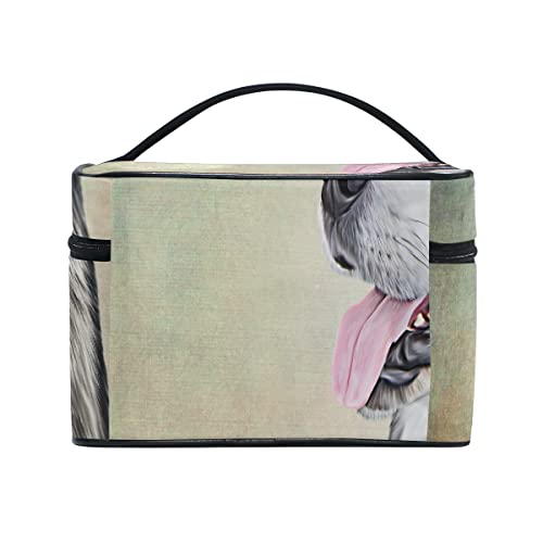 Bolsa de cosméticos Dibujo Perro Alaskan Malamute Retrato Aceite con asa Superior portátil Bolsa de Maquillaje Organizador Grande para Mujeres y niñas Viajes 9x6.2x6.5 Pulgadas