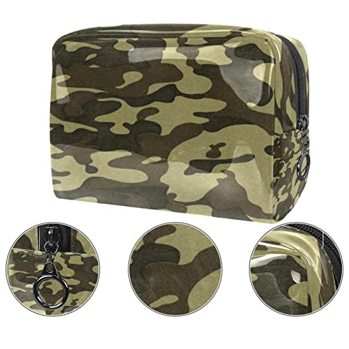 Bolsa de cosméticos para mujer, camuflaje de camuflaje, artículos de tocador de viaje, gran PVC, bolsa de maquillaje, práctico organizador con cremallera