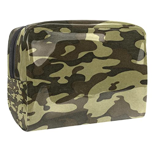 Bolsa de cosméticos para mujer, camuflaje de camuflaje, artículos de tocador de viaje, gran PVC, bolsa de maquillaje, práctico organizador con cremallera