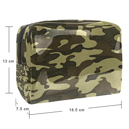 Bolsa de cosméticos para mujer, camuflaje de camuflaje, artículos de tocador de viaje, gran PVC, bolsa de maquillaje, práctico organizador con cremallera