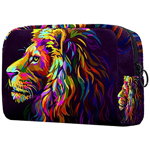 Bolsa De Maquillaje para Niños León De Color Accesorio De Viaje Neceser Pequeño Bolsas De Aseo Suave Al Tacto Cosmético Organizadores De Viaje 18.5x7.5x13cm