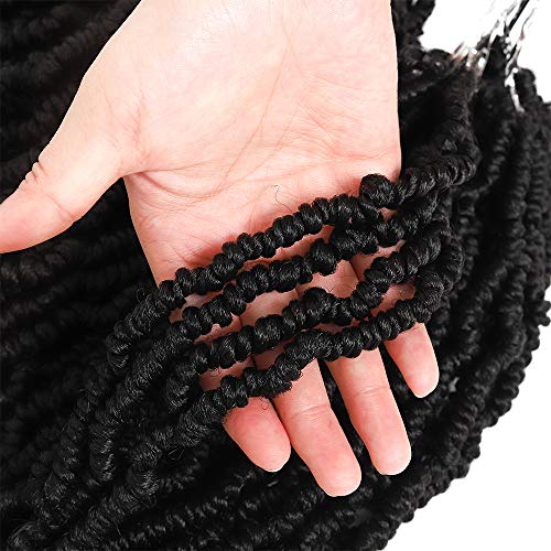 Bomb Twist Crochet Hair 14 pulgadas Spring Twist Crochet Hair 6 Packs/lot Pre-twist Passion Twist Hair Crochet Trenzas Extensiones de cabello sintético(6pcs, 1B)