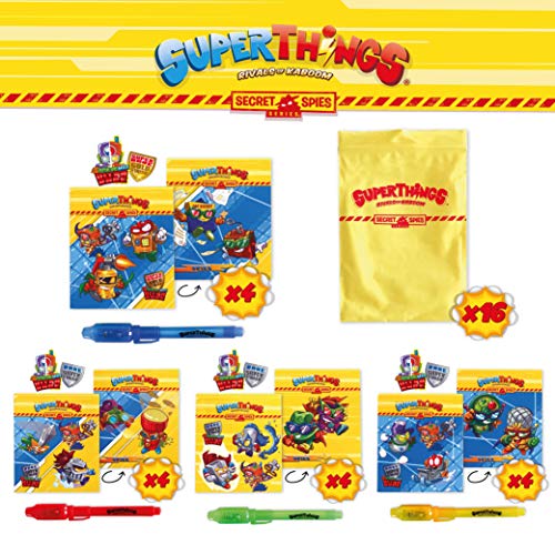 BONNYCO SuperThings Secret Spies - Detalles Cumpleaños Niños, Boligrafo Tinta Invisible y Libreta Pack x 16 | Regalos Cumpleaños Niños Colegio, Detalles Cumpleaños Infantiles, Relleno Piñata