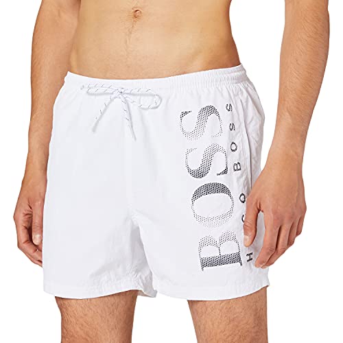 BOSS Logo-Print Swim Shorts Bañador, Natural106, M para Hombre