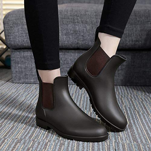 Bota Agua Mujer Hombre Chelsea Jardín Trabajo Lluvia Tobillo Botas Festival Antideslizante Wellington Boots Marrón 40