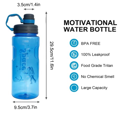 Botella Agua de 1,5 litros,Botella Agua Deporte sin BPA,Botella para beber a prueba de fugas,unisex para correr, andar en bicicleta.Botella de Agua Deportiva con pantalla de mililitros