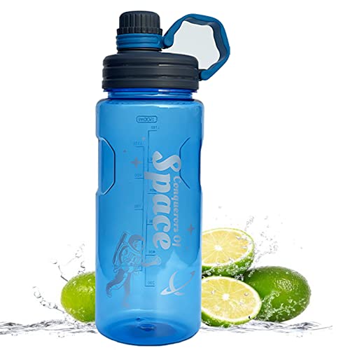 Botella Agua de 1,5 litros,Botella Agua Deporte sin BPA,Botella para beber a prueba de fugas,unisex para correr, andar en bicicleta.Botella de Agua Deportiva con pantalla de mililitros