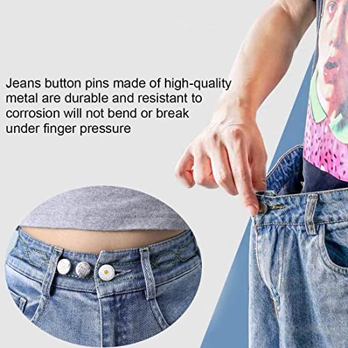 Botones Metalicos, Juego de Botones para Pantalones Vaqueros, 8 Elementos de Jeans Sin Costuras con Botones de Repuesto, Botones de Jeans Desmontables, Botones de 17mm, Tamaño de Jeans Ajustable