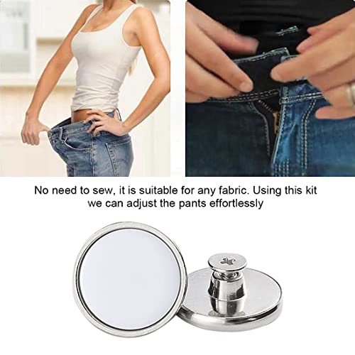 Botones Metalicos, Juego de Botones para Pantalones Vaqueros, 8 Elementos de Jeans Sin Costuras con Botones de Repuesto, Botones de Jeans Desmontables, Botones de 17mm, Tamaño de Jeans Ajustable