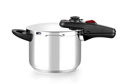 BRA Allure Olla a presión rápida 6 litros, acero inoxidable, apta para todo tipo de cocinas, incluido inducción [Amazon Exclusive]