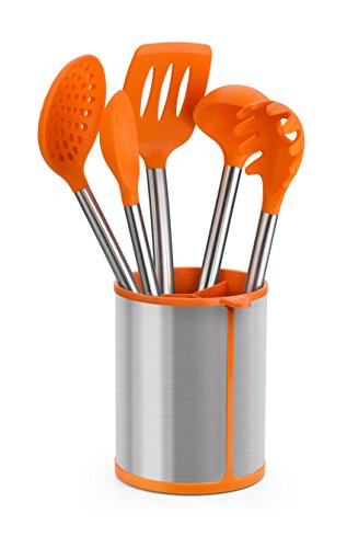 BRA Efficient Cuchara de Cocina, Acero INOX, Nailon y Silicona, Naranja, 35 cm