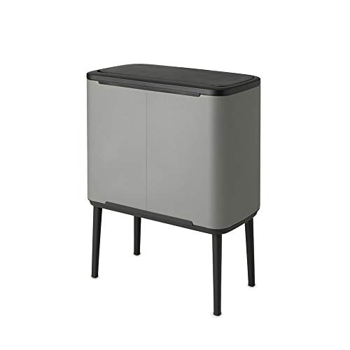 Brabantia Bo Touch Bin Cubo de basura 11 + 23 l, color mineral Concrete Grey