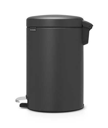 Brabantia NewIcon Cubo de basura de pedal, Acero Inoxidable, Mineral Infinite Grey, 12 litros