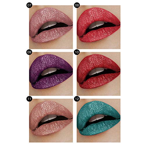 Brawdress 5ml Non-Fading Diamond Shiny Long Lasting Lipstick, Non-Stick Glitter Liquid Lipstick, Waterproof Sparkling Lipgloss