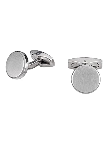 BREIL - Colección Carve TJ3051 Gemelos para Hombre - Joyería para Hombre - Gemelos de Acero Cepillado para Hombre, con Bordes de Acero Pulido - 1,4 cm