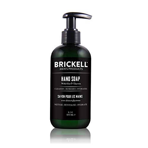 Brickell Men's Jabón de manos para hombres, natural y orgánico, jabón líquido para manos hidratante, madera de cedro y lluvia, 237 mililitros, perfumado