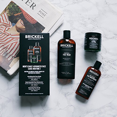 Brickell Men's – Rutina Diaria Avanzada de Cuidado Facial I - Gel Facial Limpiador + Exfoliante Facial + Loción Hidratante Facial – Orgánico y Natural