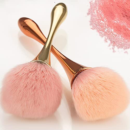 Brocha De Base Grande Pincel Colorete Dorado Brocha Cosmética Grande Brocha De Maquillaje Suave y Esponjosa Ideal Para Rubor y Polvos Faciales, Brochas Faciales Grandes y Redondas (Oro Rosa)