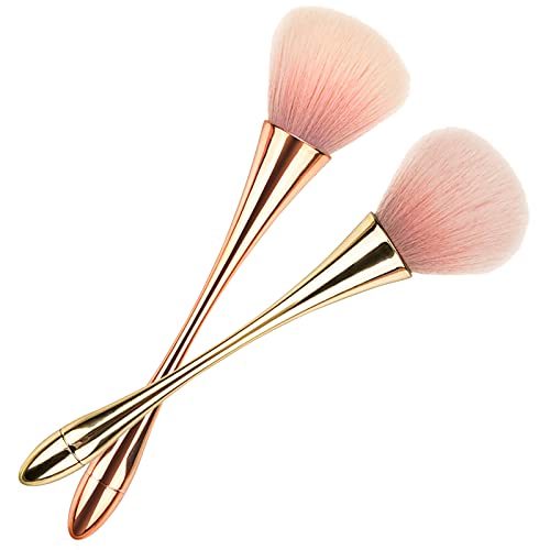 Brocha De Base Grande Pincel Colorete Dorado Brocha Cosmética Grande Brocha De Maquillaje Suave y Esponjosa Ideal Para Rubor y Polvos Faciales, Brochas Faciales Grandes y Redondas (Oro Rosa)